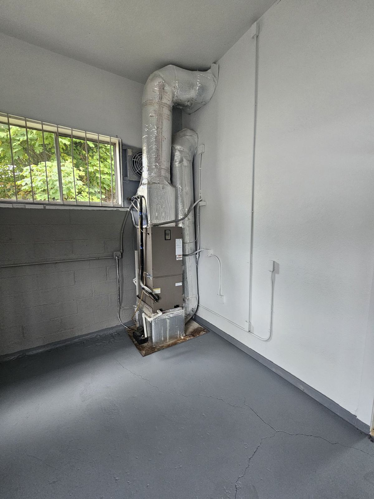 Heat pump air handler in the shop